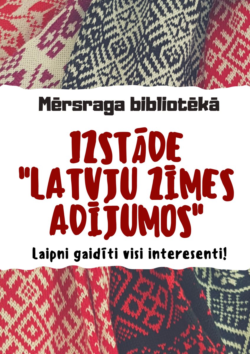 Mērsraga bibliotēkā visu oktobra mēnesi apskatāma izstāde "Latvju zīmes adījumos"! Nāciet ciemos! #mērsrags