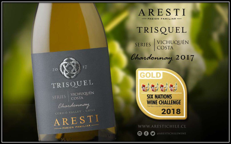 jusabiaga's tweet photo. Medalla de Oro #SixNationsChallenge #TrisquelSeries Chardonnay Vichuquen ⁦@ArestiChileWine⁩ https://t.co/EJxmP7D3KI