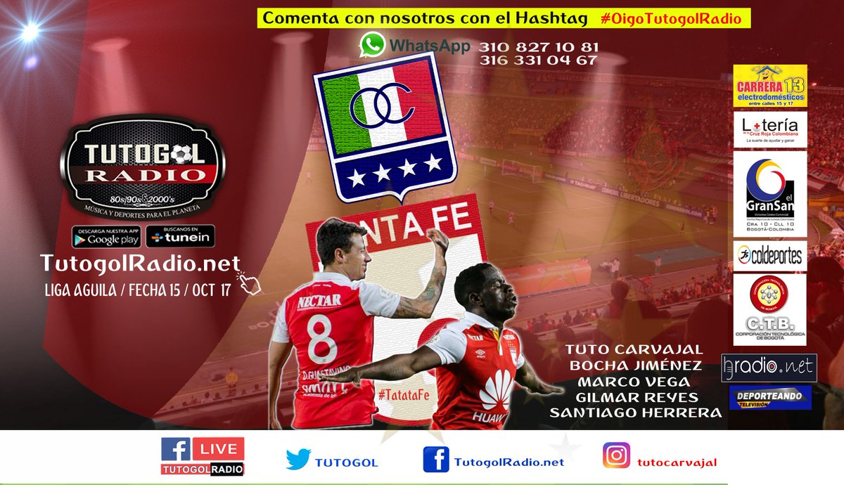 TUTOGOL's tweet photo. #OnceCaldasSantaFe #LaMaximaPasion #ElPrimerCampeon Somos una transmisión de #ColorCardenal todo #FutbolCardenal oye @oncecaldas v @SantaFe en
https://t.co/WiMgPDEGEH #Relatamos para #Ganar
@TUTOGOL @BochaJimenez @marcovegatorres @GilmarReyes @R9Santi https://t.co/UzedrQXchz