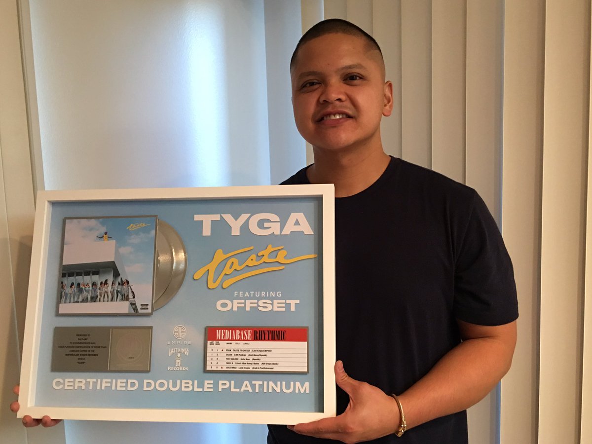 DJPJAY's tweet photo. Man, super thankful for this “Taste” plaque by @Tyga &amp; the whole @EMPIRE team! Thank you @ghazi @BSamson209 #TMarshall 🙌🏼 https://t.co/GkQP1k8MLB