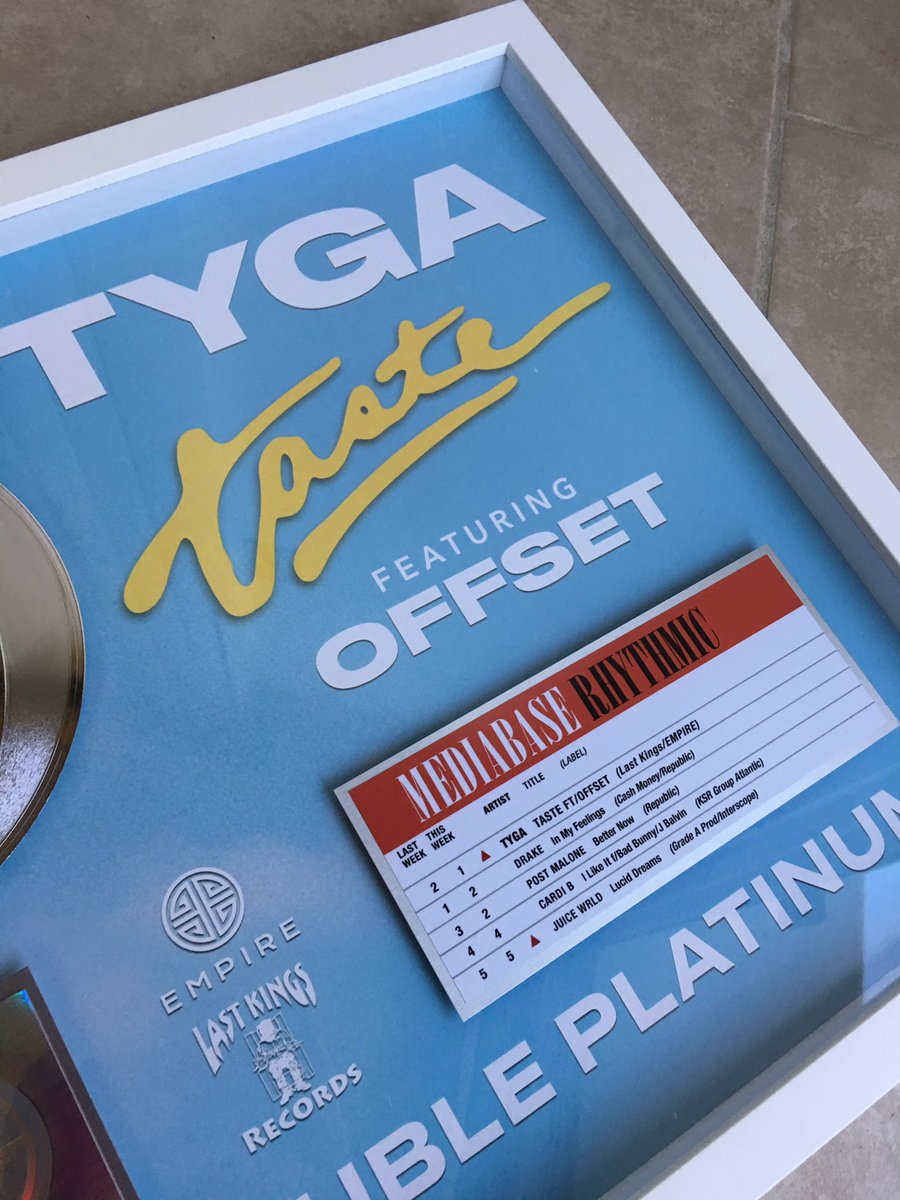 DJPJAY's tweet photo. Man, super thankful for this “Taste” plaque by @Tyga &amp; the whole @EMPIRE team! Thank you @ghazi @BSamson209 #TMarshall 🙌🏼 https://t.co/GkQP1k8MLB