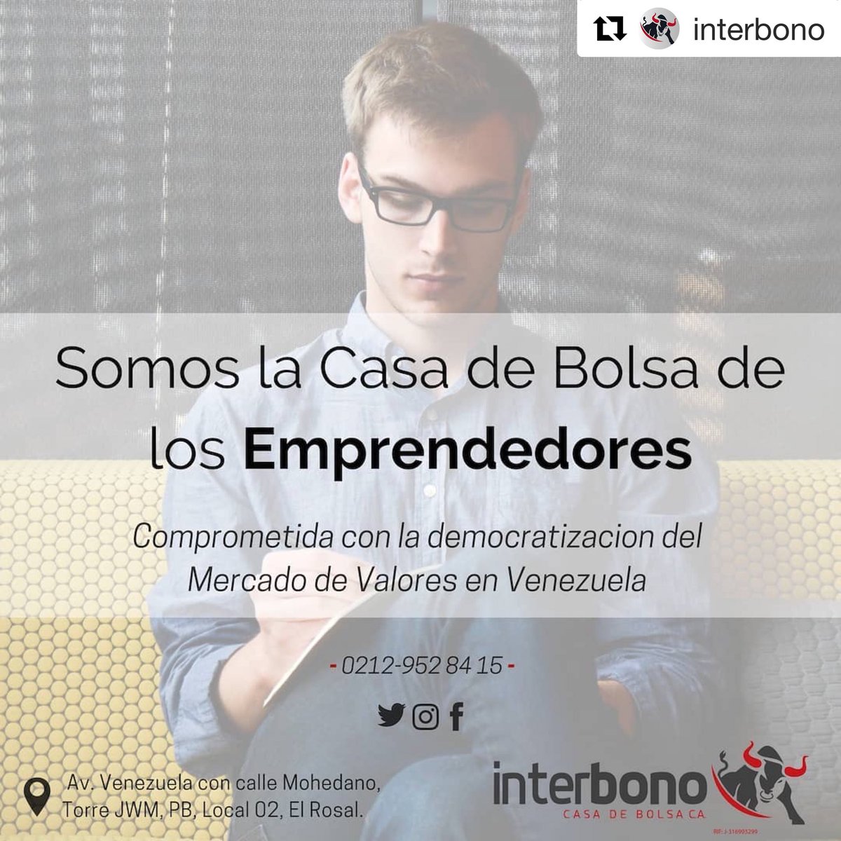 joseiguarino's tweet photo. Por esto somos #InterUnicos @interbono
・・・
Cada día más emprendedores confían en el Mercado de Valores para diversificar su inversión.
No se concentran en una sola.
.
En #Interbono apoyamos el emprendimiento!
.
.
Más información
➡️Info@interbono.com https://t.co/X8MIo4OBpf