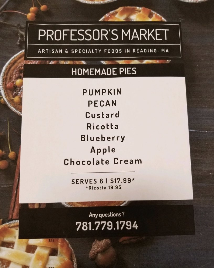ProfessorsMarkt's tweet photo. PIES!!!!!!! #professorsmarket #pies #freshpies #readingma #delicious #supportlocalbusiness #shop01867 https://t.co/iJhhGbulCE