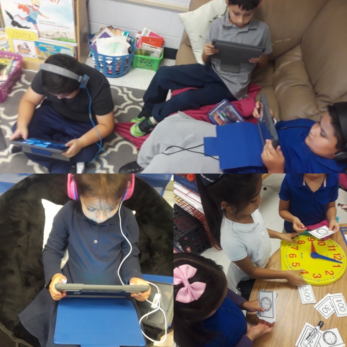 DanielaLucio0's tweet photo. Time Tells... We love working and growing! Math Stations with our BLearners 💙 #blendedlearning #stmath #imaginemathfacts #kaganihavewhohas #kahoot #epic #handsonlearning #finearts @GarrigaElem @PointIsabelISD https://t.co/9kdIM55WCK