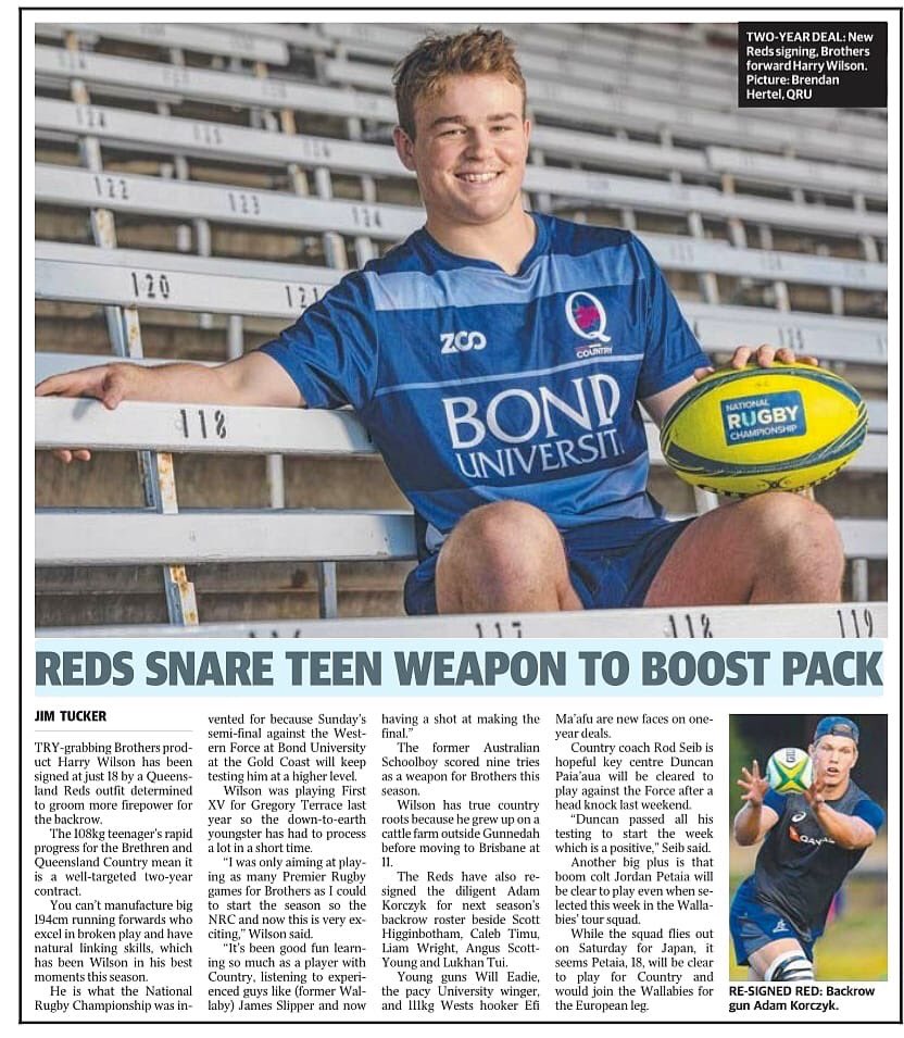 TerraceCricket's tweet photo. Congratulations to @gtoba1875 &amp; former 1stXI captain 16/17 Harry Wilson #752 on his signing with the @Reds_Rugby for the next two years. Excellent news too for Will Eadie (OB16) joining Harry in 2019 at Ballymore #duelsports #summerwinter #skills #speed @TerraceRugby 🔴⚫️🏏🏉👍 https://t.co/sS7CdEH7rZ