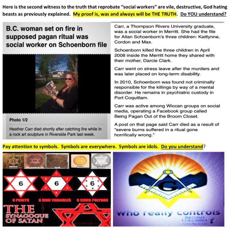 cursethewicked's tweet photo. @I_Like_Journey 👆LOVE this-TY! Been SCREAMING from rooftops for yrs!...dem bitches actually be witches & why they so good at what they do=EVIL! attorney=liar=WITCH. it’s a game, our children & families are its prey. Evil needs to be dealt with or WE the PPL & our FAMILIES FAIL! #HateEvil #NoCPS https://t.co/ofxvdZvXcm