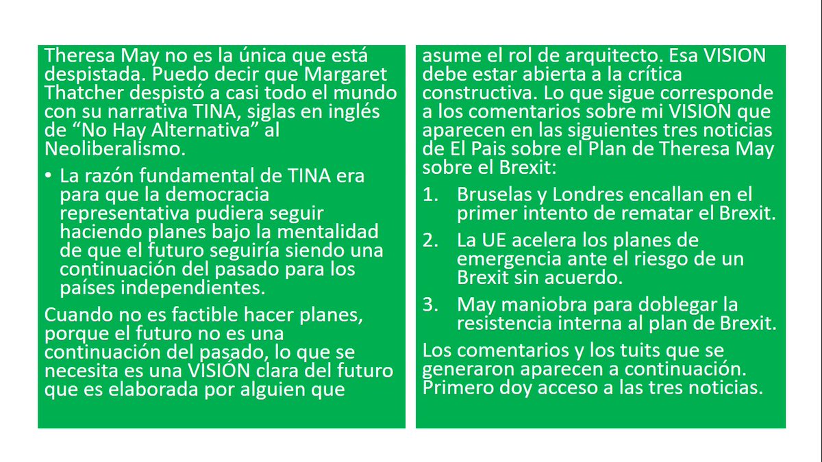 gmh_upsa's tweet photo. @Anthverest1 @NancyKheiry @EvelinPlacidoAl @Alfonso0775 @DJavierTH @franknunezr @carmen_olvera @movimid @docanbravo @Gosparworld @YoQPagoTolaLu @MovPirata @StopMordazas @democraciareal @ANONSPAIN_ @attacmadrid @raulromeva @Joan_vila @boixserra @pol_antras @el_pais @catalangov @CompromisSenat @Pontifex_es @Madrid15M @Sorayapp @XSalaimartin @KRLS @AntonioVChanal @OEA_oficial @JunckerEU @eucopresident @NuitDeboutUSA @DrJDJimenezB @giovannida @Orlys28 @ronaldsantana2 @MTucupei @gvanderlinde @lsnmafalda @TheEconomist @RobertoVerganti @BernardodMiguel @JosepBorrellF @elpais_inter @theresa_may @InstituteGC @nick_clegg Margaret Thatcher despistó a casi todo el mundo con su narrativa TINA, siglas en inglés de “No Hay Alternativa” al Neoliberalismo."

¿Es entonces ser muy iluso sustentar “There Is Alternative” #GlobalDebout #TIA_GD Narrative — Narrativa “Hay Alternativa” https://t.co/8QctDLwCom ? https://t.co/12tJb9EyxT
