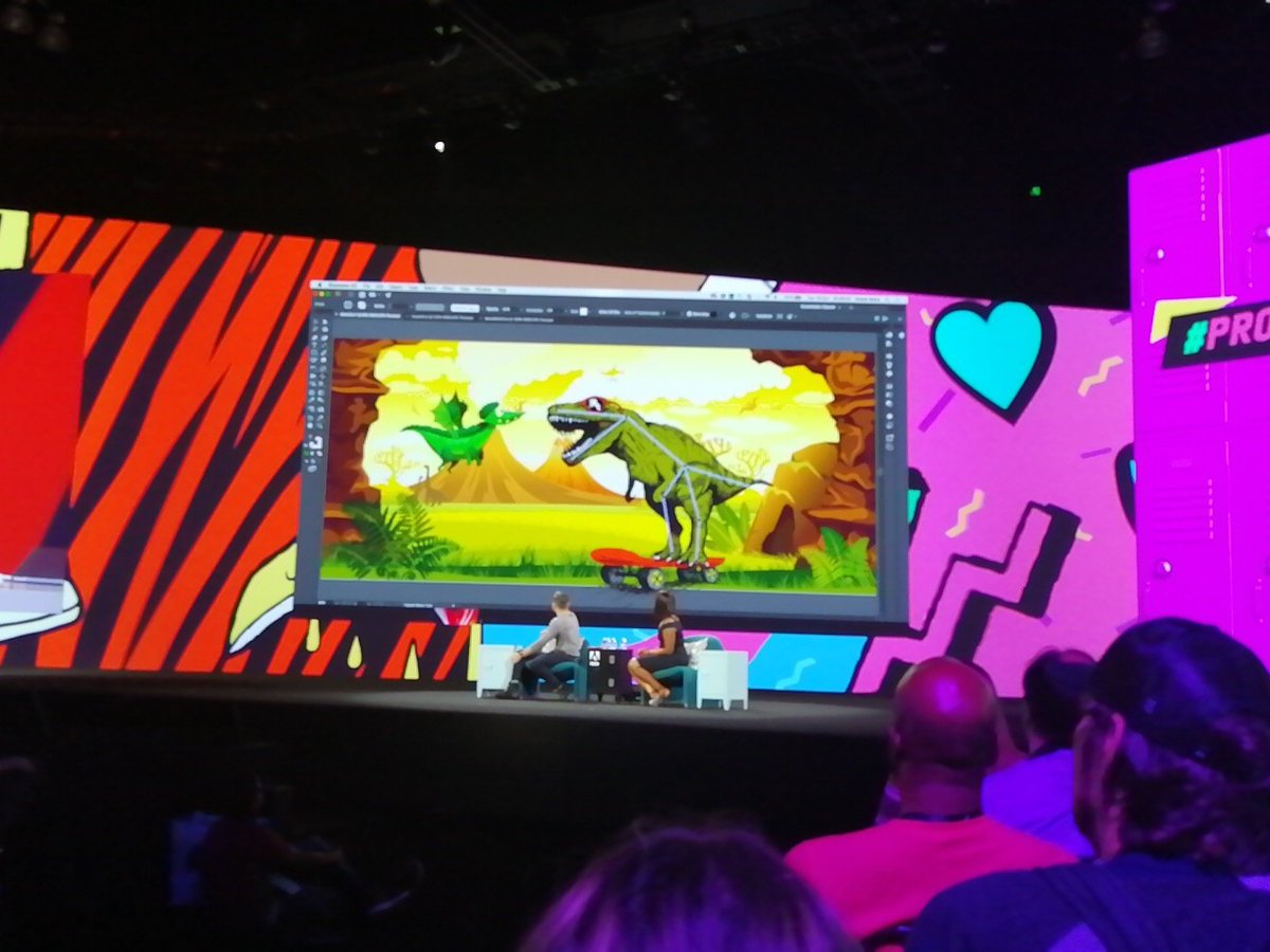 saintleger's tweet photo. Un peu de vecteurs avec #projectgoodbones. Ici on analyse une illustration de personnage pour modifier sa posture (avec la création d'un squelette, d'où le nom) ... en quelques minutes.
#sneakpeek #AdobeMAX #AdobeMAX2018 https://t.co/AQiC9HLOr2