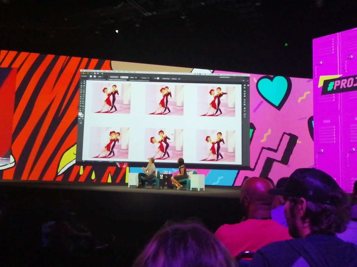 saintleger's tweet photo. Un peu de vecteurs avec #projectgoodbones. Ici on analyse une illustration de personnage pour modifier sa posture (avec la création d'un squelette, d'où le nom) ... en quelques minutes.
#sneakpeek #AdobeMAX #AdobeMAX2018 https://t.co/AQiC9HLOr2