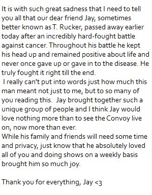 chetkelly69's tweet photo. Hello to the Convoy - for those wondering about @T_Rucker1 , please read the attached statement: https://t.co/5mlBZiFcb9