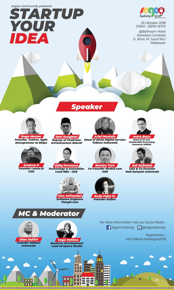 sagoofestivity's tweet photo. Mau tau tentang digital business transformation dan trend teknologi jaman now? Yuk ikuti Seminar Sagoo Festivity 2018 yang mengusung tema "Startup Your Idea" bersama speaker : https://t.co/0zxC82R09D