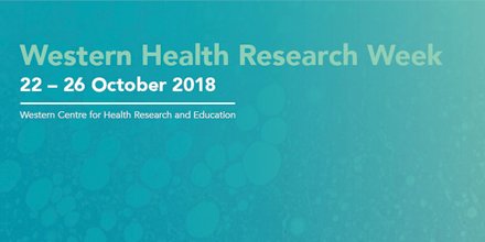 western_health's tweet photo. Next week we host #ResearchWeek2018 with an impressive line-up of keynote speakers and showcasing research across Western Health and our partner institutions – among them nationally &amp; internationally recognised achievements. Come along. More info: https://t.co/Apmkppozt7 https://t.co/BWrfXZOAzg