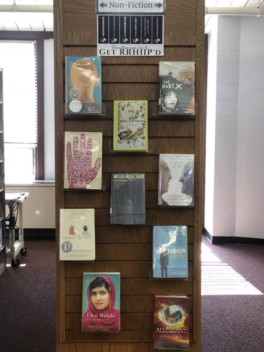 BiblioEDtech's tweet photo. The start of the Core Values collection @mthopelibrary! @mthopehs Ss who is your favorite literary character (and the book they are from) who demonstrates Respect, Responsibility, Honesty, Integrity, Intellectual Curiosity, or Perseverance? https://t.co/Rr8MVXHX32