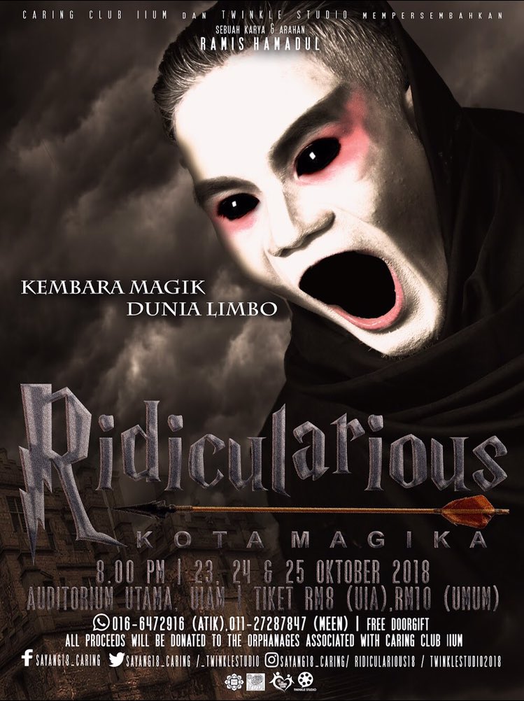 Ridicularious18's tweet photo. Hi guys! Still haven’t got the tickets for Ridicularious charity theatre night? Fret not, book yours now through Atiq https://t.co/wJl8i6xZIL or Meen https://t.co/cbrUgfLTLL You can also buy the tickets directly at our booths. 🤗 #Ridicularious18 https://t.co/EpOjJDH56B