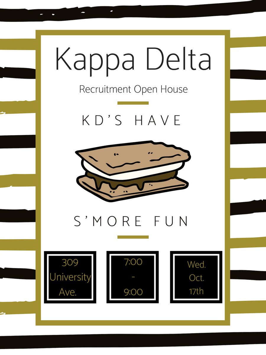 KDBetaUpsilon's tweet photo. Interested in joining a sorority? Stop by for our open house! Meet some of the Kappa Delta sisters plus make a s’more! https://t.co/KnH535gSDS