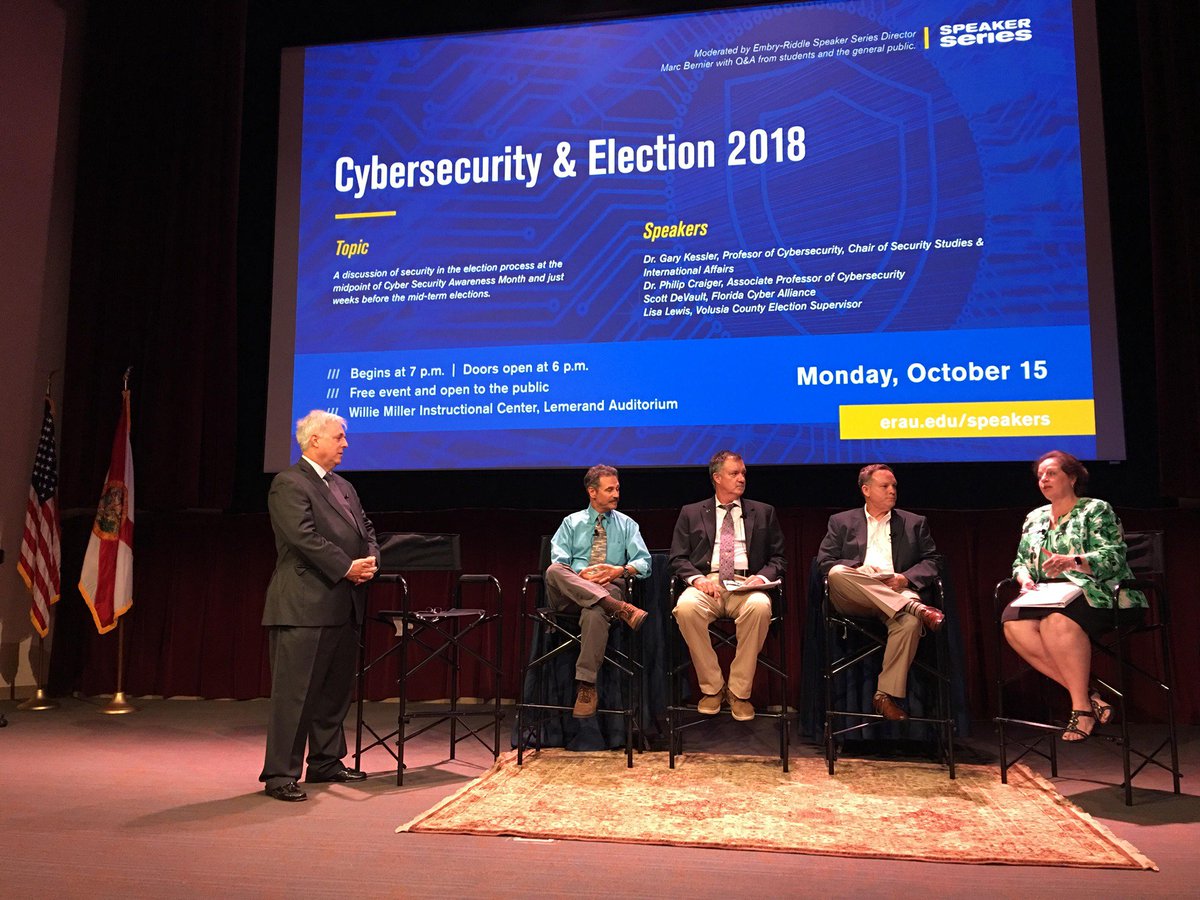devaultsw's tweet image. Was honored to participate in a panel discussion @ERAU_Daytona on Election Security last night.  Thanks @MarcBernierShow @NewsDaytonaBch @FLCyberAlliance