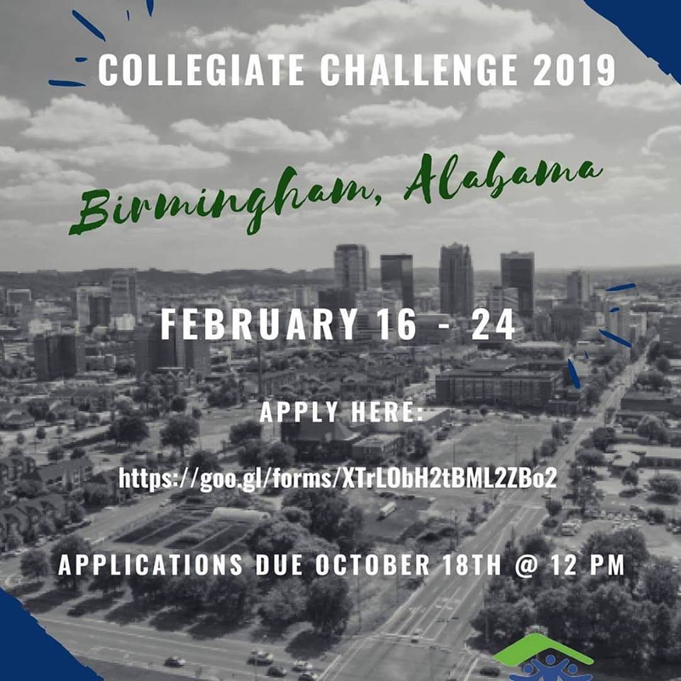Collegiate Challenge applications close this Thursday at noon! Don't miss this golden opportunity to do something great over winter reading week with your fellow students! 

Apply down at the link below:
docs.google.com/forms/d/e/1FAI…