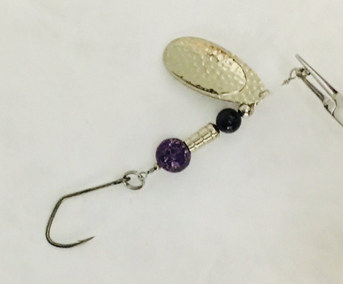 bestfishingbead's tweet image. Hamered nickel with deep purple stones! This 1/2 oz casting spinner is a Chinook salmon killer! stonecoldbeads.com/product/deep-p…