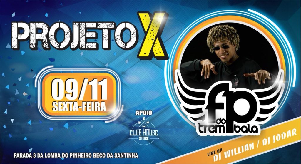 ProjetoX_Produ's tweet photo. Pois é genteee mais um projeto vem aí, e agora com o melhor Dj do momento FP DO TREM BALA confirmadasso no próximo dia 9 no PROJETO X GURIZADAAA... 🔥
VEEEM CURTI MAIS UMA EXPLOSÃO COM A GENTE!!! 
#ÉOSDEBOCHADOS 💥😈🤟🏻✖️ https://t.co/ZJeI2B606Z