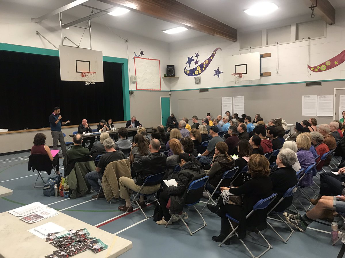 ManpreetSuhi's tweet photo. Burnaby Mayor's debate happening at Maywood Community School. Two major mayoral candidates @Hurley4Burnaby and #DerekCorrigan from @BurnabyCitizens are taking on questions and pursuing voters for Oct 20  #CivicElection #elxnBBY18 @NEWS1130 @CTVVancouver @GlobalBC @CBCVancouver https://t.co/P2qyO22bVR