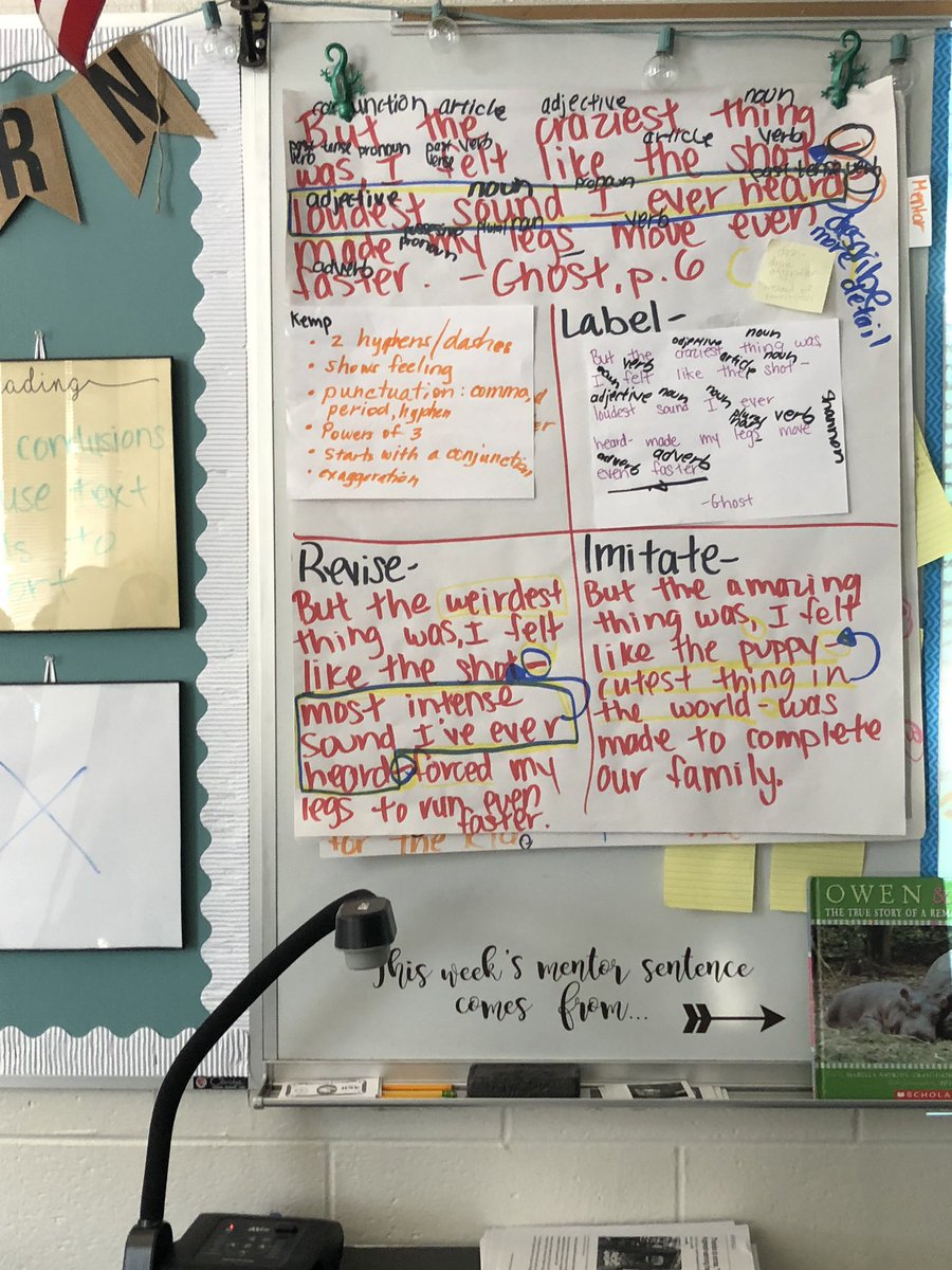 Mentor sentence work. Love how the mentor text is on display also. #sellingbooks #addtoreadinglist @Eastgate6NKC