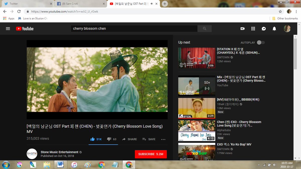 Growlchaja's tweet image. YALL FUCCERS IM CRYING #CHEN_CherryBlossomOST #백일의낭군님 
#YoutubeIsBACK lmao