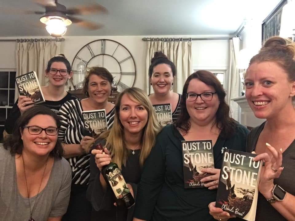 iReadWriteSail's tweet photo. Had a great night with The Rotating Book Club, where we talked about all things DUST TO STONE. Such a fun group...they even brought a bottle of Jameson! #IrishBookIrishWhiskey ๐ฎ๐ช ๐ #DustToStone #bookclub #IndieAuthor https://t.co/pjjORBlFW0