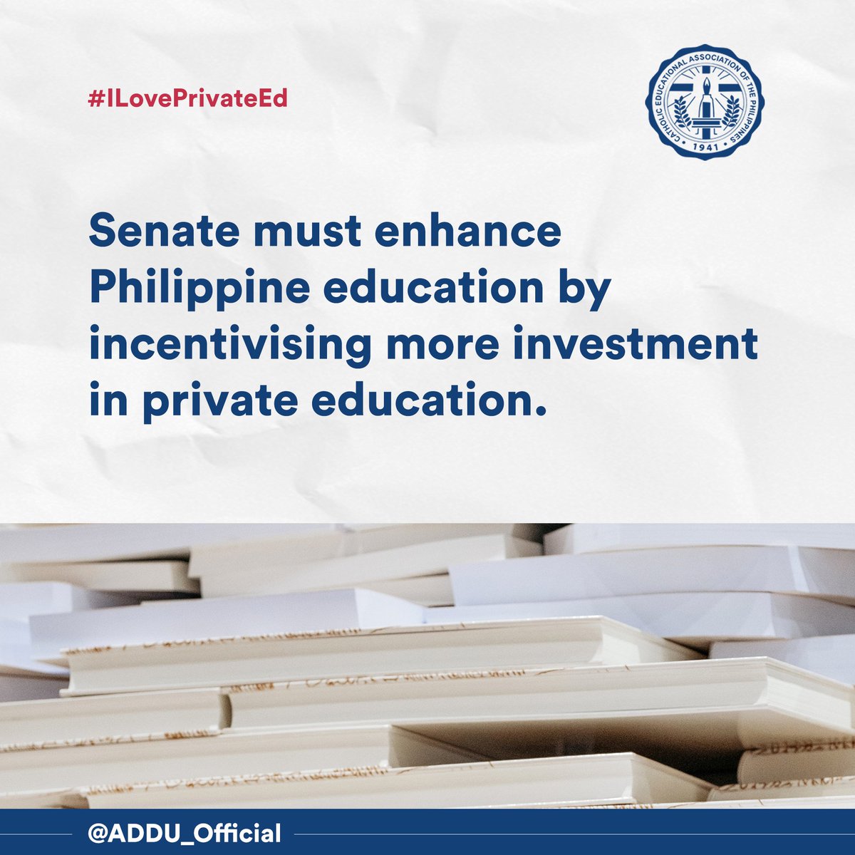 ADDU_Official's tweet photo. Encourage private investment in private education with incentives for outstanding performance! #ILovePrivateEd #NoMorePrivateEdTaxes https://t.co/wf7N69Gafh