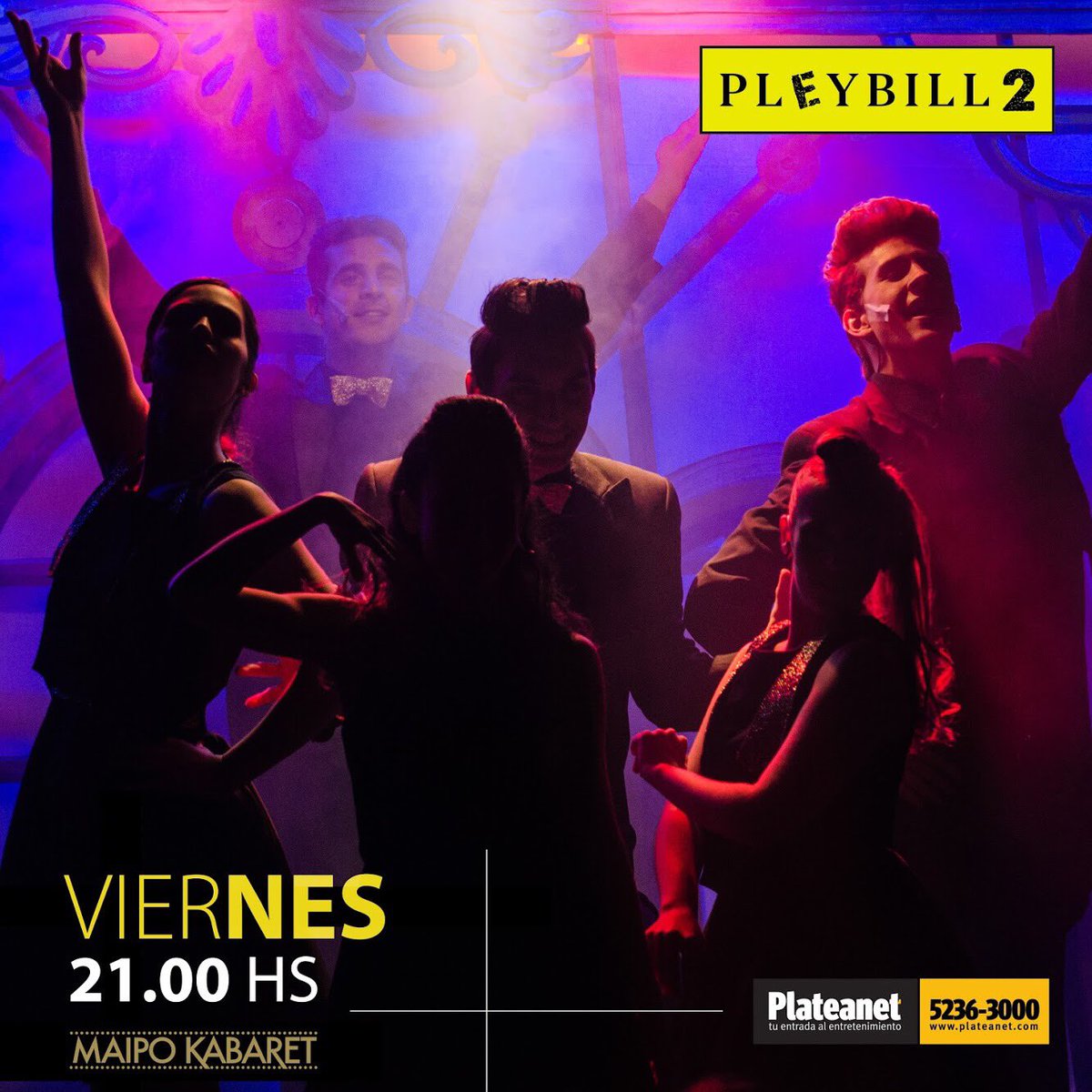 Este #Viernes 21hs arrancamos el finde con los musicales que amás. No te lo pierdas 💛 quedan pocas entradas. Conseguí las tuyas en bit.ly/PleyEntradas <a href="/Plateanet/">Plateanet</a> <a href="/Teatro_Maipo/">Teatro Maipo Oficial</a> #MaipoKabaret #TeatroMaipo