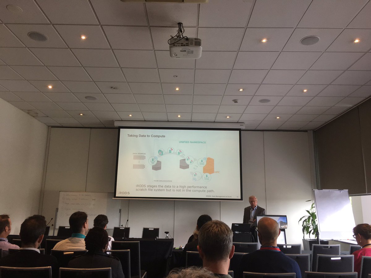 jason_coposky's tweet image. Our own storage wizard Dave, presenting at #eResAU2018 sharing how #opensource @irods provides #datamanagement from ingest through analytics, and out to publication.