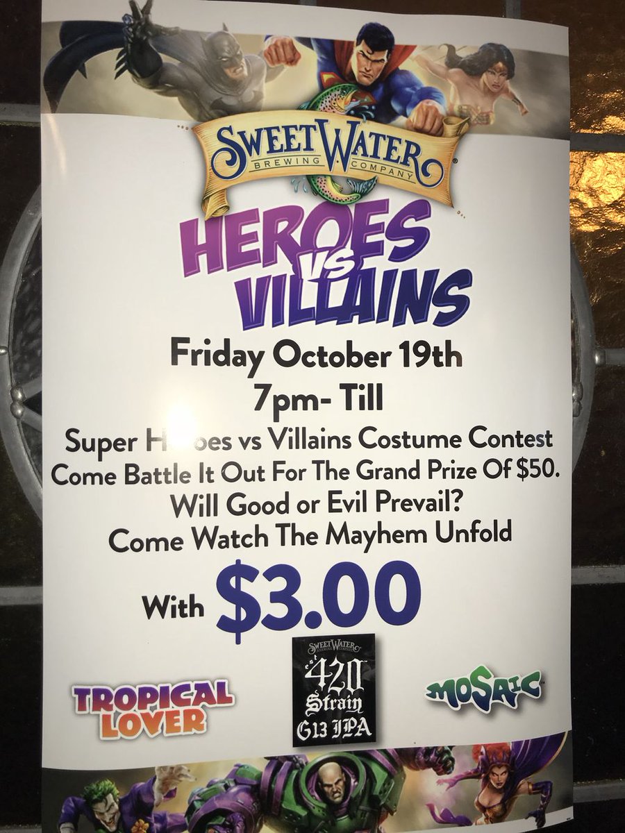 Cregeens's tweet photo. Hero/Villain Costume Contest this Friday!
50$ Gift Card to the Winner
7pm - 9pm
Live music by Dallas Randall at 9pm

Also, specialty drinks like 
The Incredible Hulk 
-made with Hypnotiq and Hennessy

Cheers  🎃 🍻 https://t.co/NityhKra5R