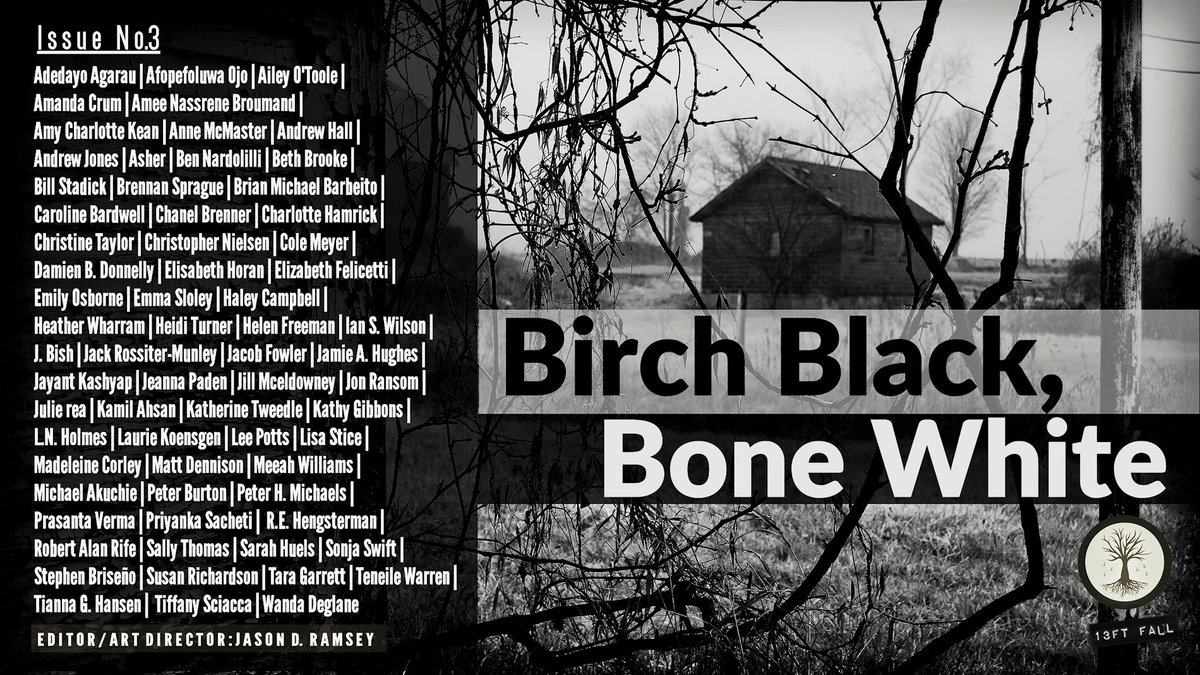 BarrenMagazine's tweet photo. Issue No.3, 'Birch Black, Bone White' is scheduled for a 10/20 release. Share this promo poster, read past issues, volunteer, donate, get involved. Thanks for spreading our root system. (Poster by @JasonDRamsey; Photo by @Ash97649415) #litmag #poetry #fiction #photography #RT 🌓 https://t.co/UWo69ezzL9