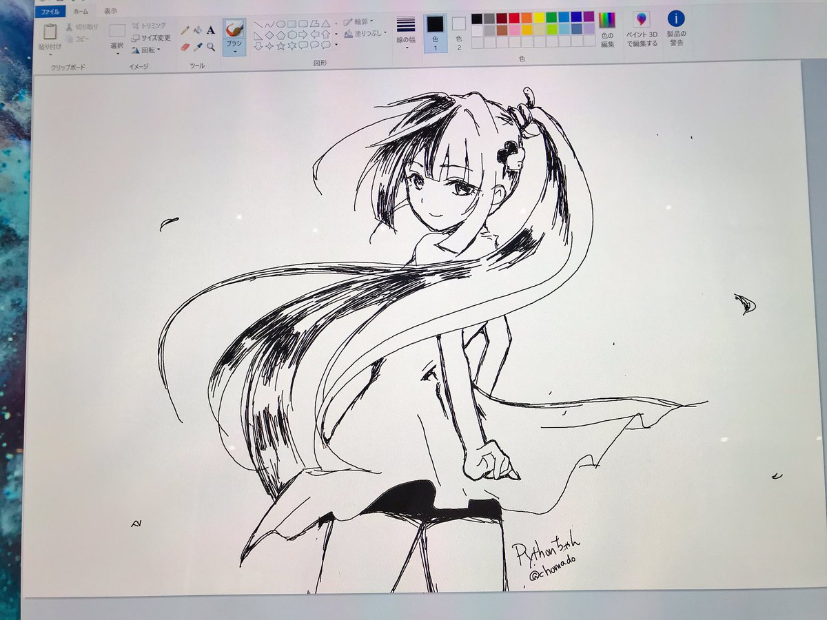 chomado's tweet image. Microsoft #SurfaceStudio でお絵かきしてきました!☺️
#コード学園 の #Pythonちゃん を描きました!
デモ用のやつは、いつも使ってるお絵かきアプリ(Clip Studio Paint)が入ってなかったので、
デフォルトのペイントアプリで描いたw
だから筆圧が無くてこんな感じ…
microsoft.com/ja-jp/surface/…
ー