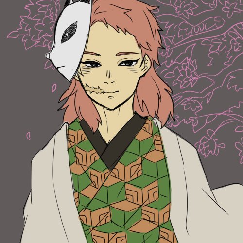 さうすけさんがTwitterに投稿した錆兎(鬼滅の刃)のイラスト。