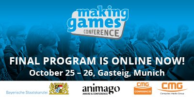 MakingGamesConf's tweet photo. Check it out! The final program of MGC 2018 is online now ;) 
https://t.co/DvRNyBCXho
#mgc2018 #indiedev #gamedev https://t.co/85uY2wJiuP