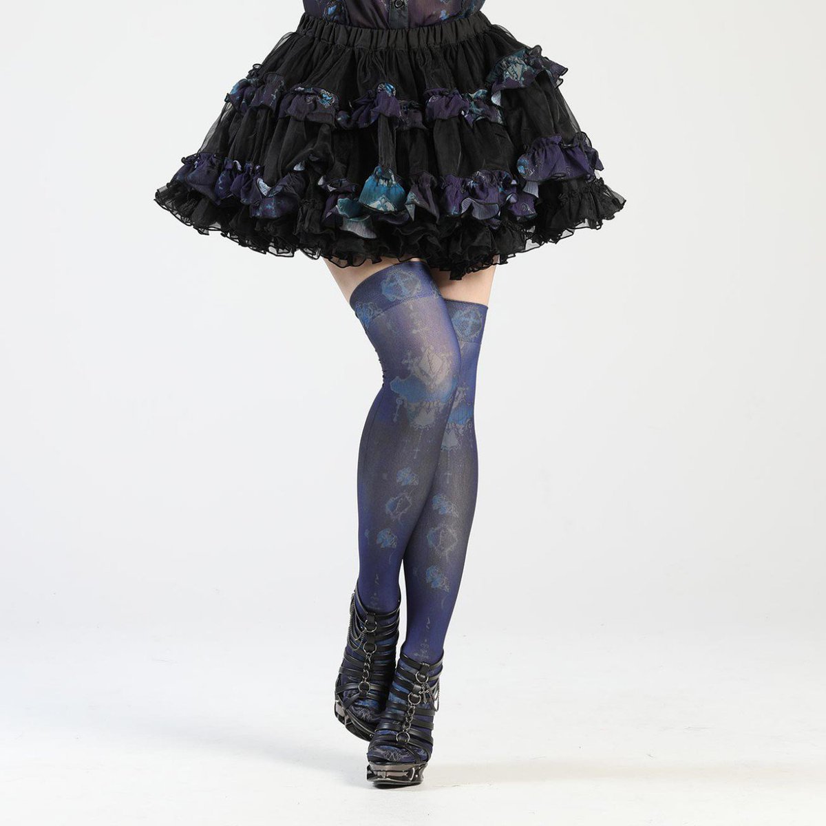 h.NAOTO blue rose パニエ スカート ♥️♠️ 【Blue Rose mini Pannier】♣️♦️ ブルーローズ柄のフリル