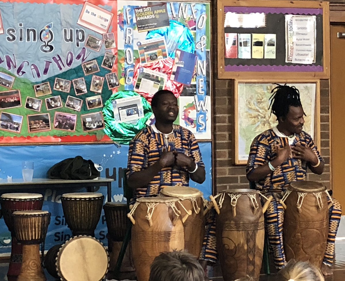 We are really excited to welcome Akrowa UK to North Lakes who are  working with and entertaining Y3-5! @Sunbeams_Music @CumbriaMusicHub @SingUpTweets @CharangaMusic #cumbria #creativitycounts