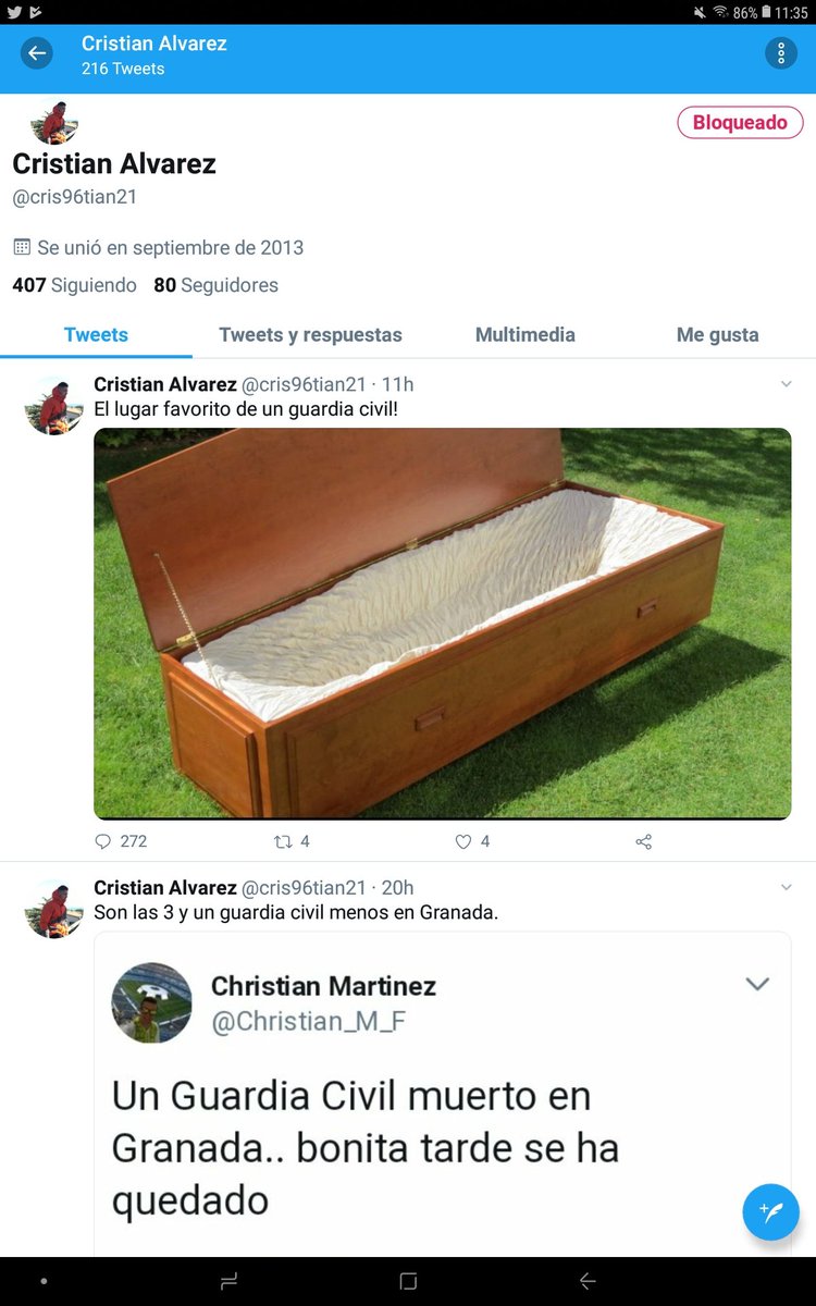 FuerzasDelOrden's tweet photo. Este canalla no sabe lo que es el respeto a los muertos 😡😡😡 
A reportarlo y bloquearlo hasta que le suspendan la cuenta. https://t.co/jmSWg3EA7I