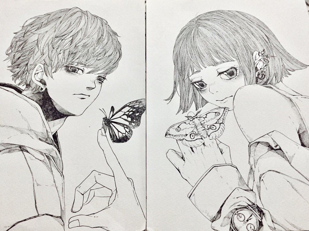 ペン入れ終わったんだ…(あ、蛾と蝶がいます。虫苦手な方は注意!!!) 