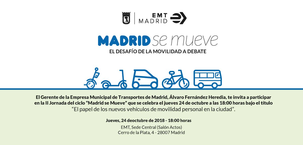 24/10/18. Debate sobre la nueva movilidad en Madrid... no te lo pierdas! <a href="/colegeografos/">Colegio de Geografos</a> <a href="/Egea_Madrid/">EGEA Madrid</a> @UCM_fghis <a href="/unicomplutense/">Complutense</a> <a href="/EMTmadrid/">EMT Madrid</a>