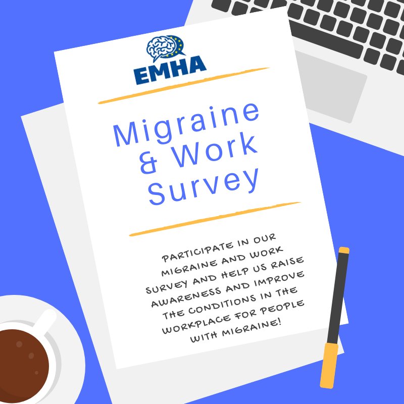 EMHAlliance's tweet photo. Have you participated in our Migraine and Work Survey already? If you haven´t, what are you waiting for? 
Click on the link below and help us raise awareness! Also, retweet if you want to help even more! Thanks to everyone who has already participated! 
https://t.co/MBbIVKI5WF https://t.co/Ifb2EKD3hR