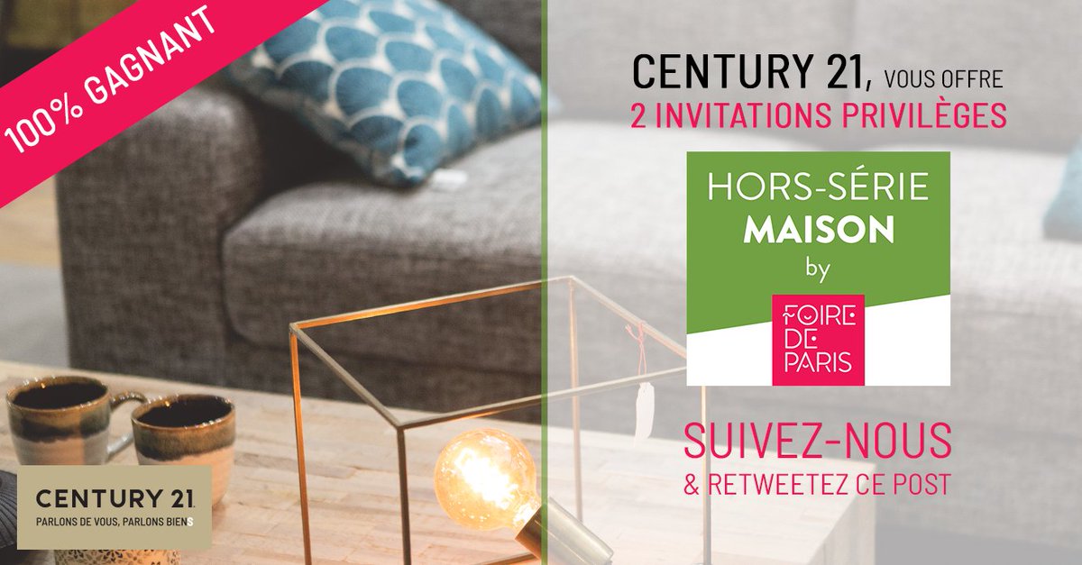 [JEU 100% GAGNANT] Recevez 2 invitations privilèges à Foire de Paris Hors-Série Maison. 
Pour cela : SUIVEZ-NOUS + RETWEETEZ avant le lundi 22 octobre à minuit 🎫🎫 #FoireDeParis #Concours #JeuConcours #ToutLeMondeGagne  ow.ly/lrbU30maZqT