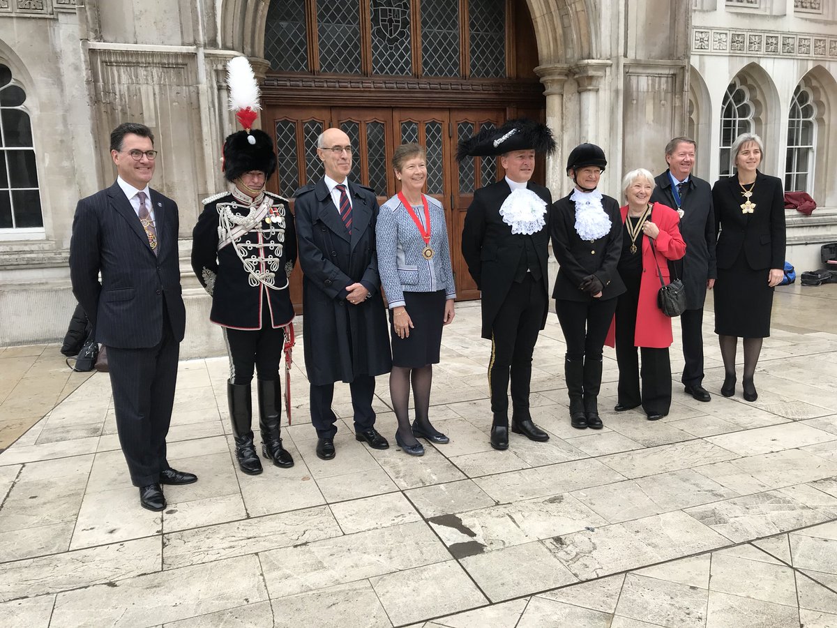 The Lord Mayor and Lady Mayoress before their horse ride around the City with their supporters at the Guildhall to raise money for the charities - so wave to them! <a href="/cityoflondon/">City of London</a> <a href="/citylordmayor/">Lord Mayor of London, Alastair King</a> <a href="/LMAppeal/">Lord Mayor's Appeal</a>