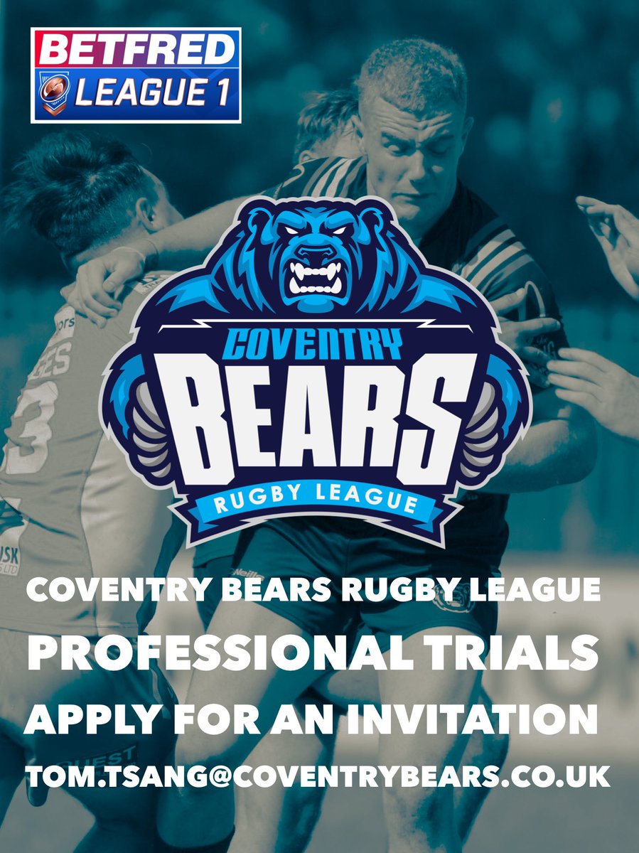 HurricanesRLFC's tweet photo. Apply now to @CoventryBearsRL for a professional trial or invite to our preseason https://t.co/LACvxcV7tH https://t.co/53iJgzeHHG