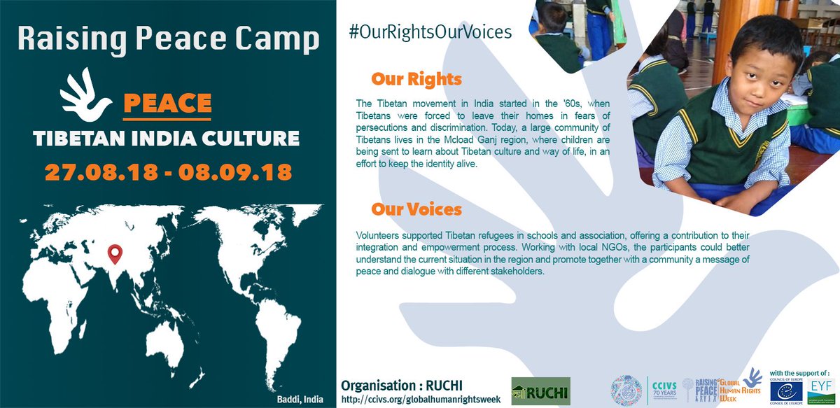 SEEYN_1999's tweet photo. Thanks to RUCHI from India for joining the #RaisingPeace Campaign with this interesting RP camp, where volunteers worked together with Tibetan refugees. #OurRightsOurVoices #eyfcoe https://t.co/KoTJKJfGJT