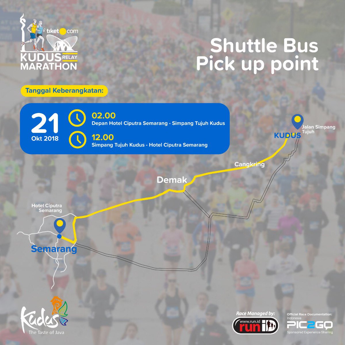 tkrm2018's tweet image. Hi Runners! 
Bagi yang sudah mendaftar shuttle bus menuju lokasi lomba Tiket.com Kudus Relay Marathon, berikut jadwal dan lokasinya. Jangan sampai terlambat ya.

tiket.com/TKRM

#tiketcomkudusrelaymarathon
#tkrm2018
#tiketkemanapun 
#kudus
#relaymarathon