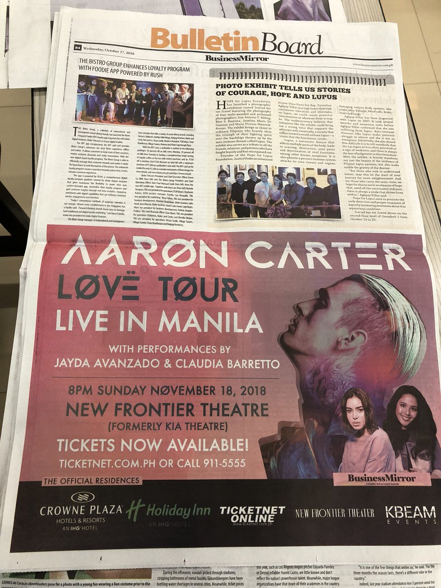 Kbeamevents's tweet image. Have you seen today’s ad at the @BusinessMirror? @aaroncarter @jaydaavanzado @barrettoclaudia