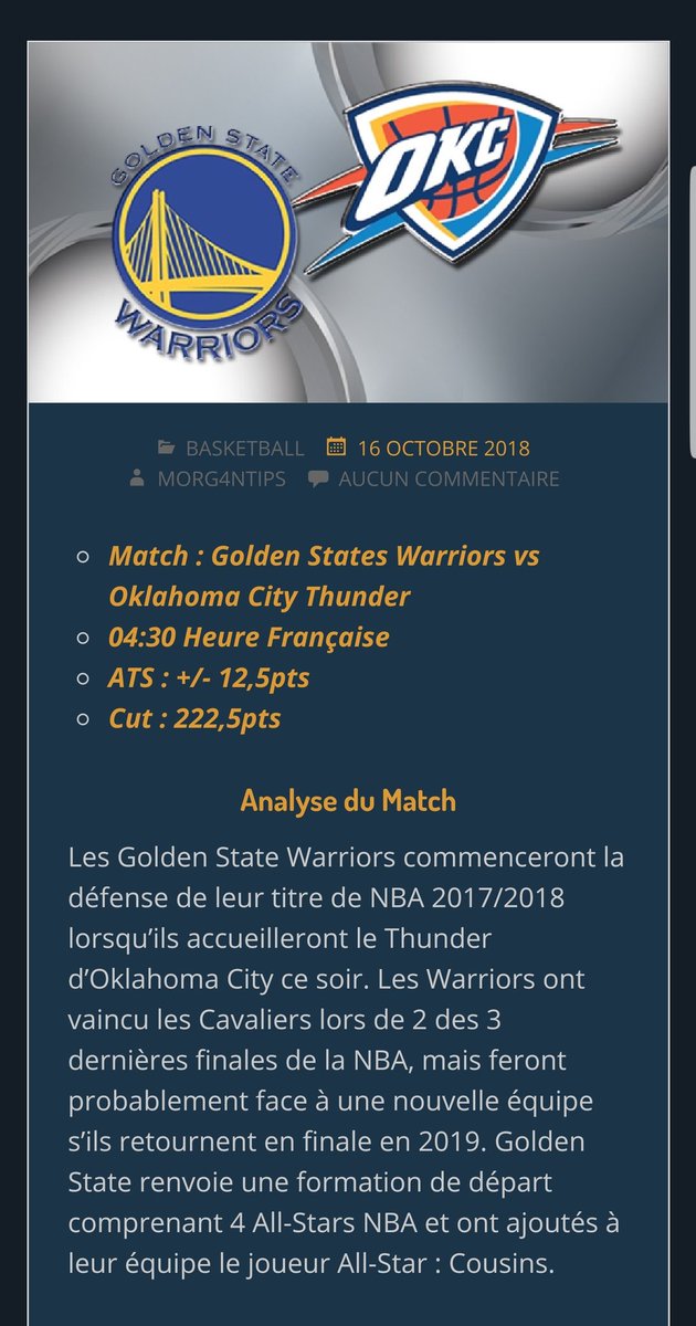 MorganBetting's tweet photo. 💣 Wiiiiiiiiin #ClubJet7 !!!

Le #ClubJet7 profite d'une analyse concluante et qui finie sur un 3/3 en #NBA !!!

🏀 #OKCvsGSW -223.5pts : 1.60 💯
🏀 Curry marque 25pts ou + : 1.65 💯
🏀 Curry marque + de pts que George : 2.10 💯

Un max de RT Svp !!!

#TeamParieur 🤩
@tipstop_co https://t.co/MPzqTgtWO9