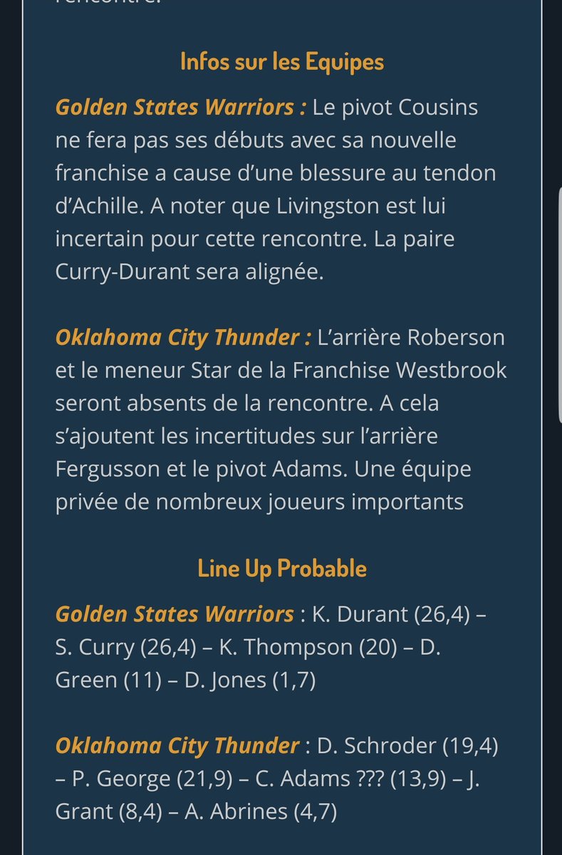 MorganBetting's tweet photo. 💣 Wiiiiiiiiin #ClubJet7 !!!

Le #ClubJet7 profite d'une analyse concluante et qui finie sur un 3/3 en #NBA !!!

🏀 #OKCvsGSW -223.5pts : 1.60 💯
🏀 Curry marque 25pts ou + : 1.65 💯
🏀 Curry marque + de pts que George : 2.10 💯

Un max de RT Svp !!!

#TeamParieur 🤩
@tipstop_co https://t.co/MPzqTgtWO9