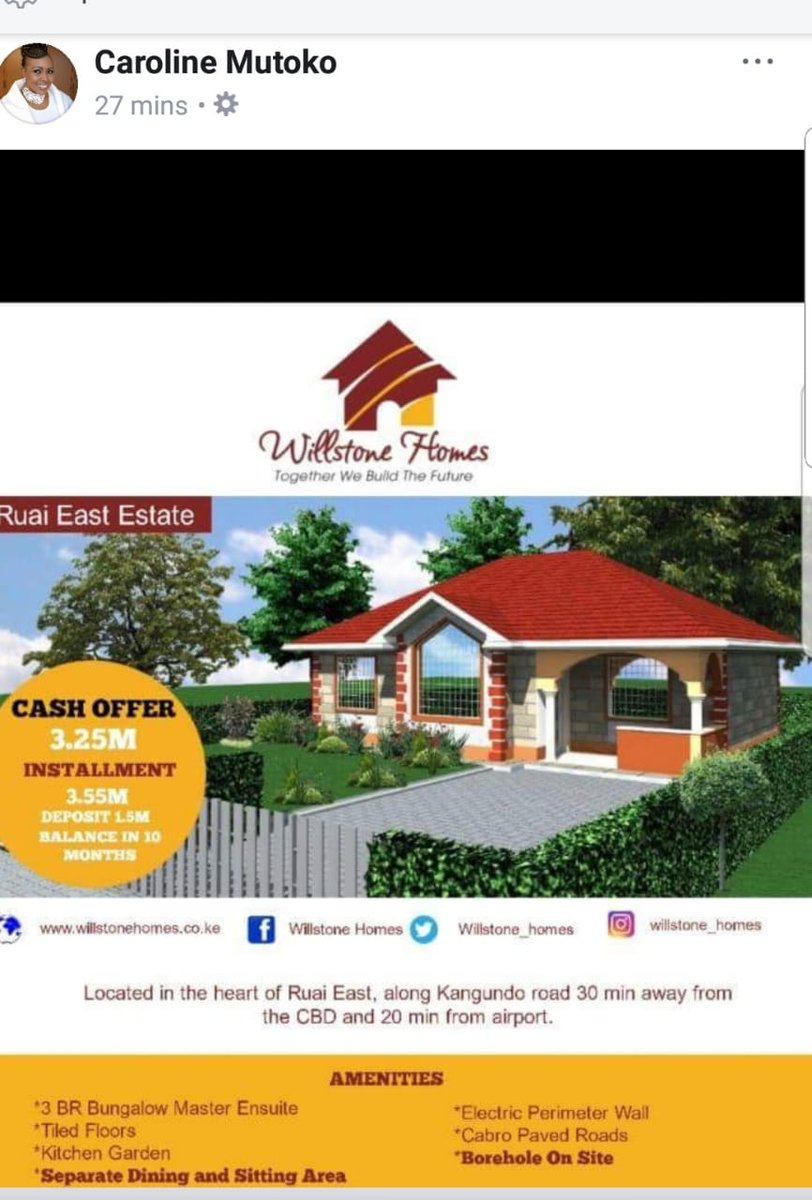 HomesWillstone's tweet photo. 3bedroom bungalow available on offplan basis at a very affordable price.

Willstone homes build for you, with you. 

Contact 0724451032 for more information
#HipHopAwards
#KenyanTraffic
#KahawaTungu
#SMEroundtable
#SMEConference2018
#AFCON2019Q https://t.co/HbD2jrjSVZ